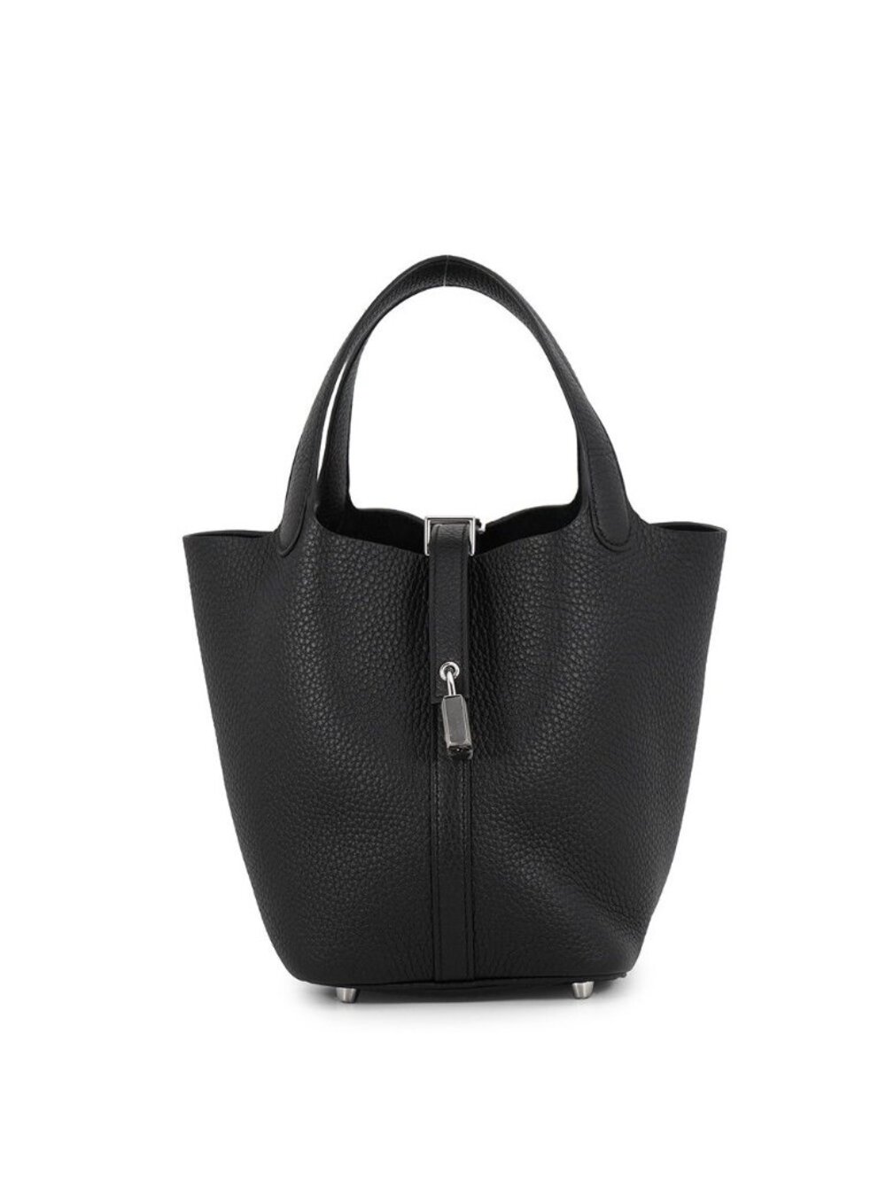 Hermes Handbag Picotin Lock PM Black Silver Taurillon Clemence